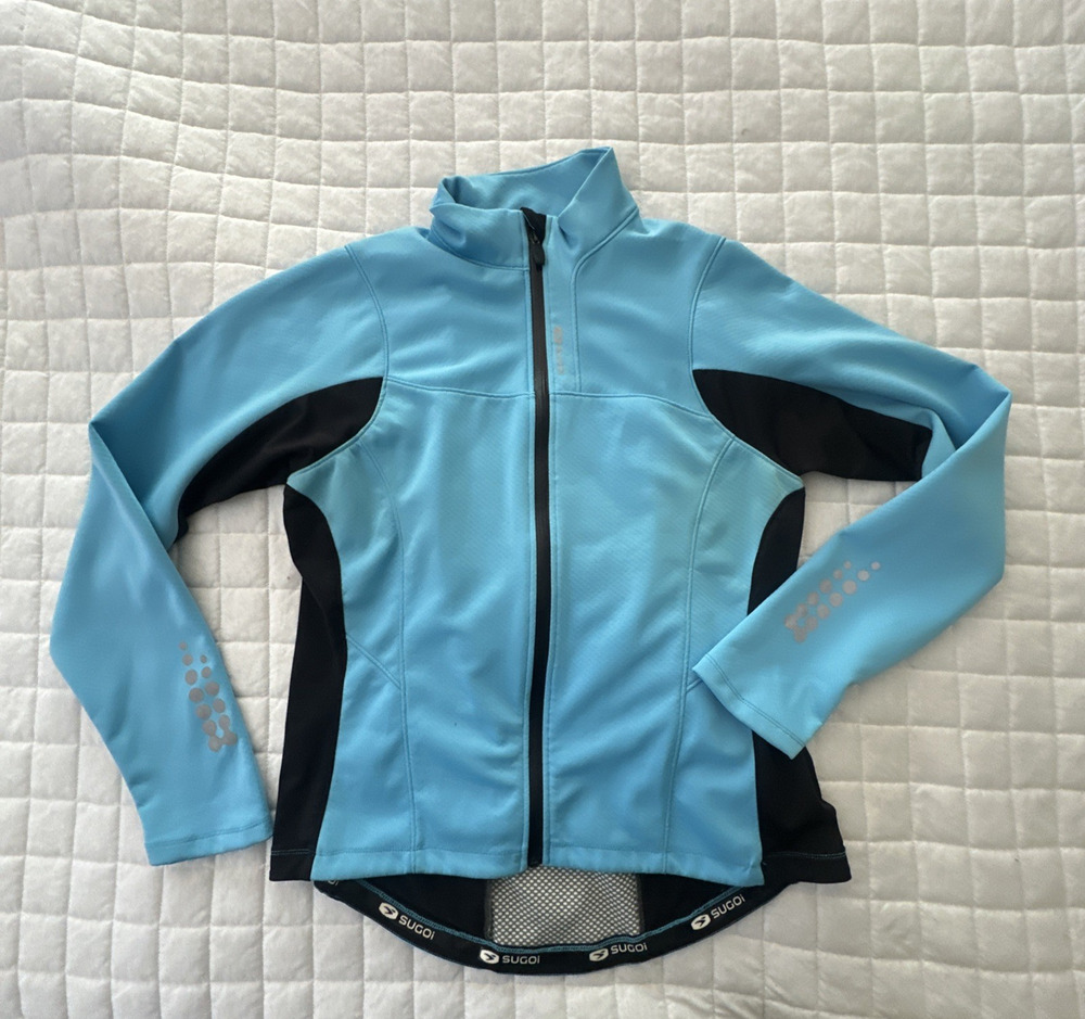 Sugoi Jacket Womens XL Blue Full Zip Cycling Mock Neck Long Sleeve Athletic
